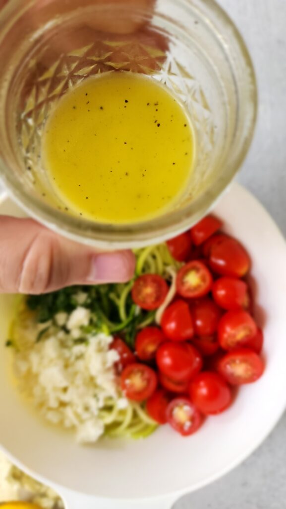 Zoodle Salad - Dressing ready to drizzle and mix