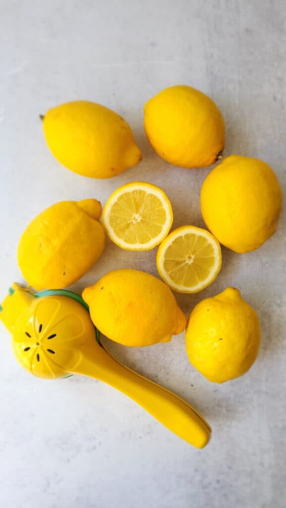 lemons with a lemon juicer