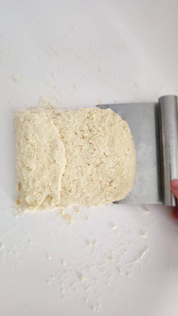 Buttermilk Biscuits ready to fold the dough into thirds