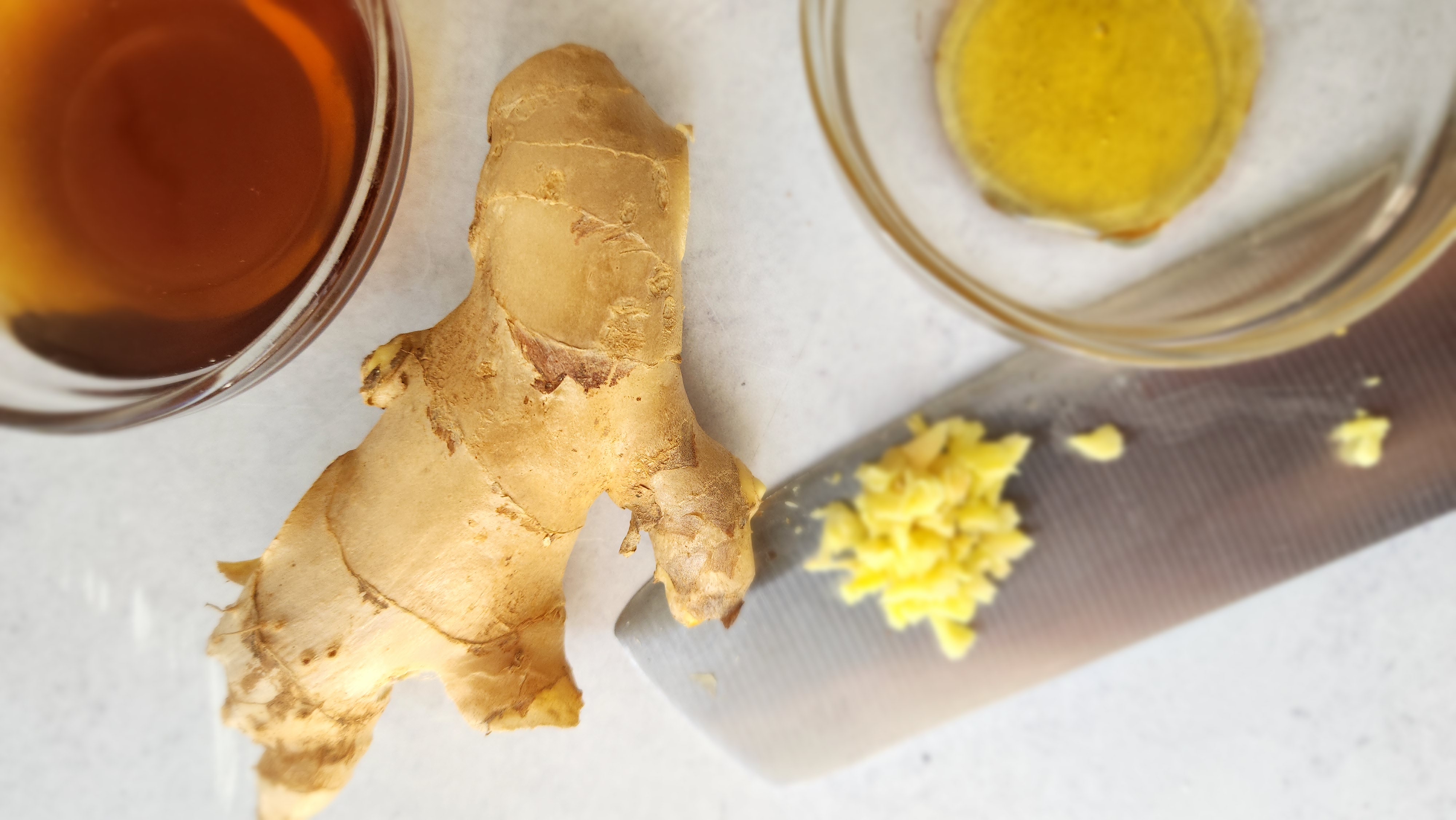 Sesame-Ginger Sauce Ingredients close-up of ginger