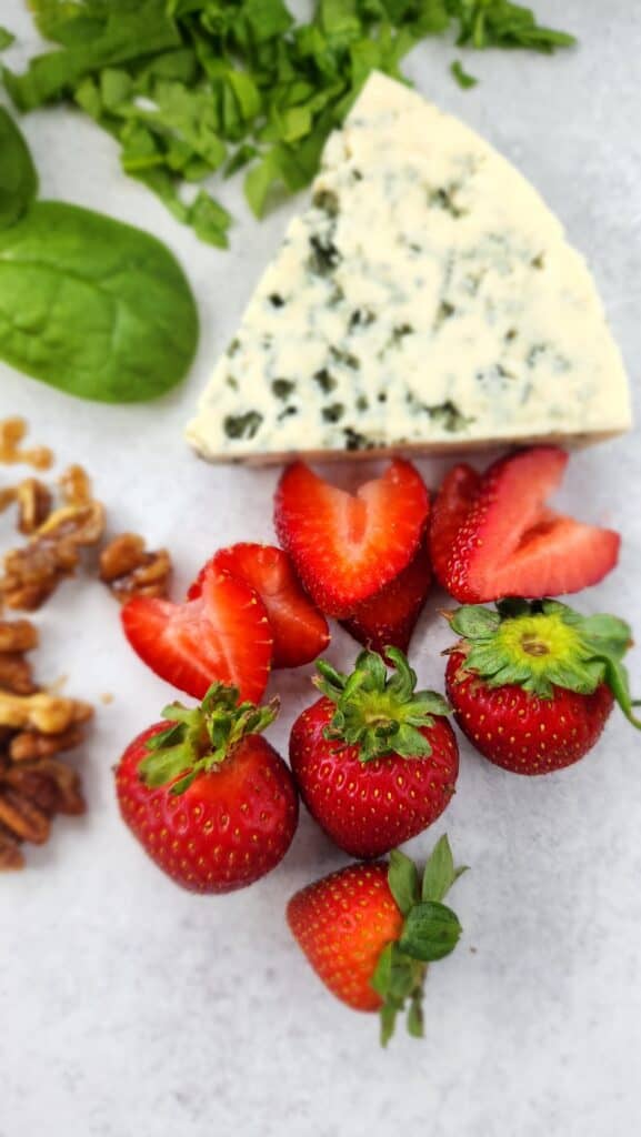 Spinach Strawberry Salad Ingredients - close-up of strawberries