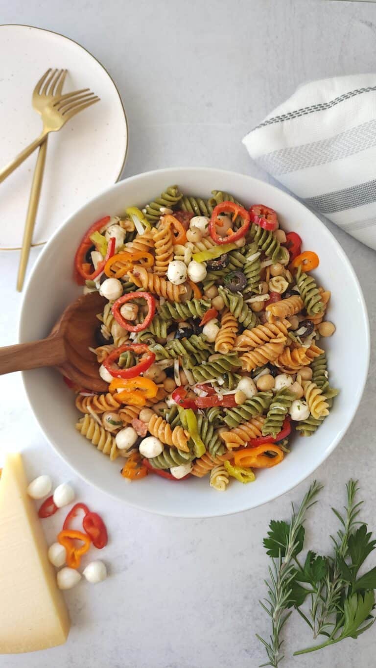 Italian Pasta Salad plated in a bowl