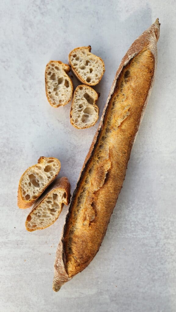 Italian Baguette with a few slices cut