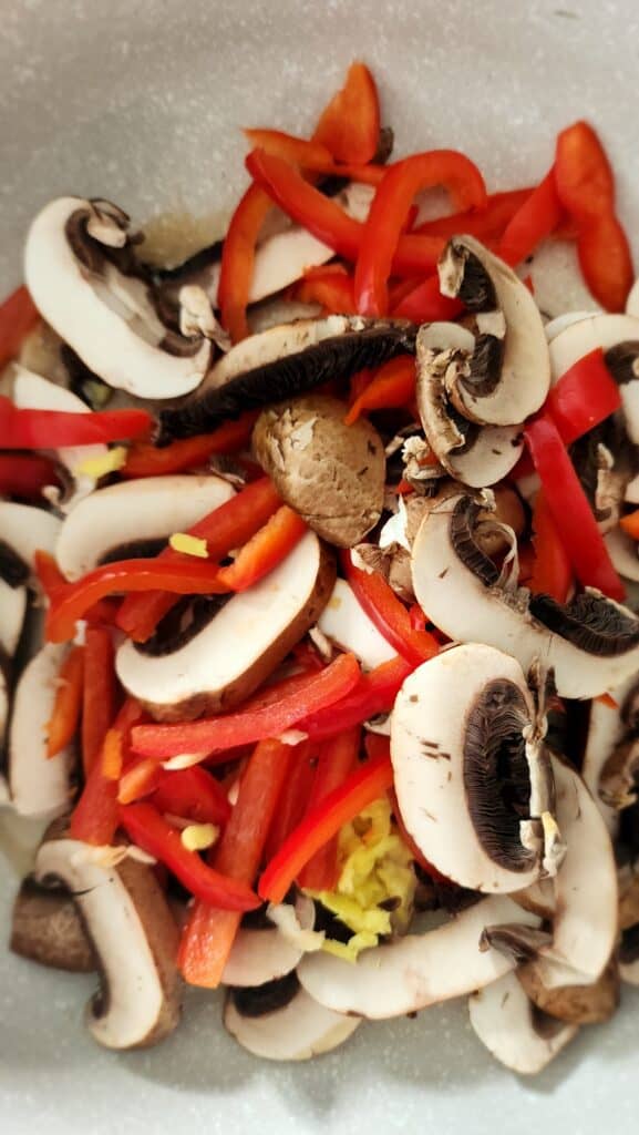 Sliced veggies cooking for easy veggie stir-fry