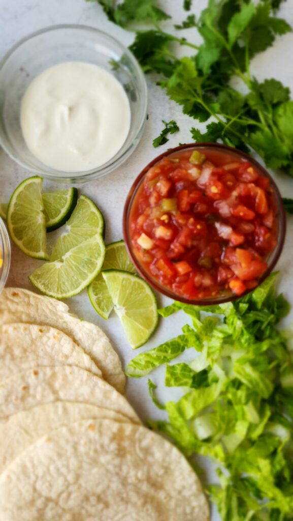 Taco toppings close up of salsa