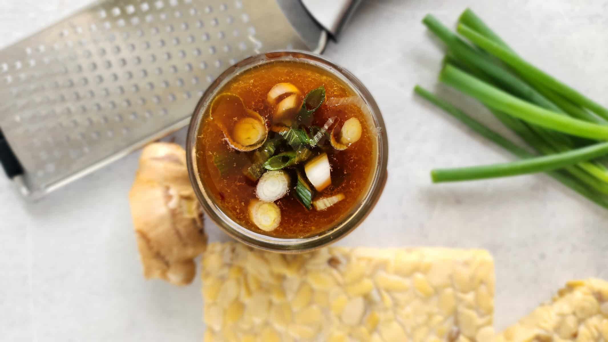 Close-up top shot of ginger sesame sauce