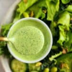 plate of salad featuring green goddess salad dressing